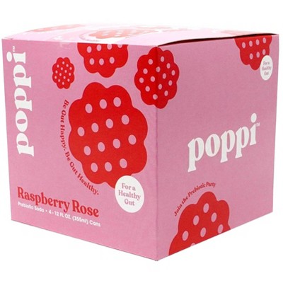 Poppi Raspberry Rose Prebiotic Soda - 4pk/12 fl oz Cans