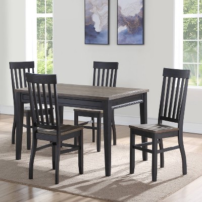 Ebony and Driftwood Transitional Slat Back Side Chair Set