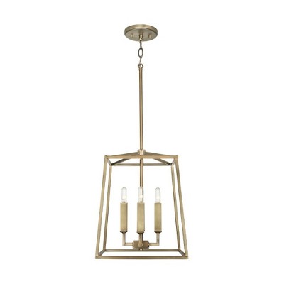 Elegant Aged Brass 4-Light Foyer Pendant with Candelabra Base