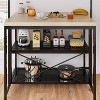 Multi-Functional Kitchen Island with Storage – Heavy-Duty Wood & Metal Design, Microwave Shelf, 3-Tier Shelves, 5 Hooks, Coffee Bar Convertible - 4 of 4