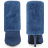 BLISSFUL STEP Women's Faux Fur Stiletto Heel Pointed Toe Ankle Boots - 2 of 4