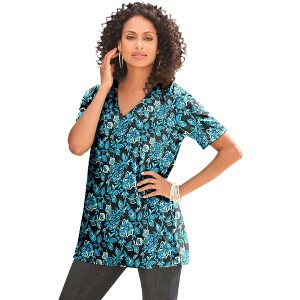 Roaman's Women's Plus Size Ultimate V Neck Tee - 1 of 4