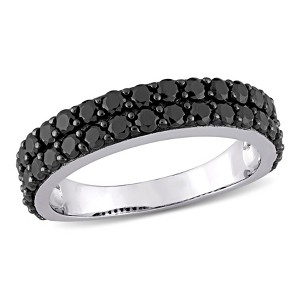 EVERLY JEWELRY | Sterling Silver 1 1/5 CT TGW Double Row Black Spinel Ring with Black Rhodium Plated - 1 of 4