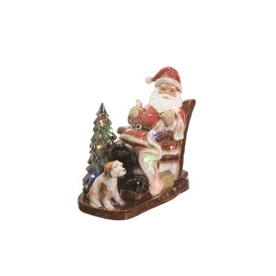 Transpac Ceramic 13.75 in. Multicolor Christmas Light Up Santa In Chair