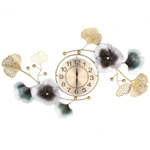YIYIBYUS Luxury Atmosphere Ginkgo Leaf Wall Clock Mute DIY Large Wall Clock - 1 of 4