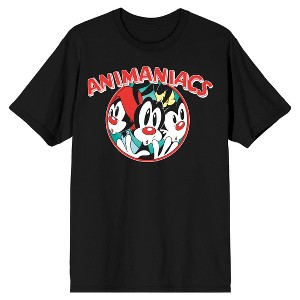 Animaniacs Cartoon Sibling Circle Men's Black T-shirt - 1 of 1