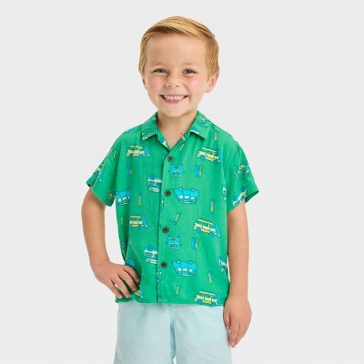 Image of Toddler Boys' Van Challis Shirt - Cat & Jack™ Jade Green 12M