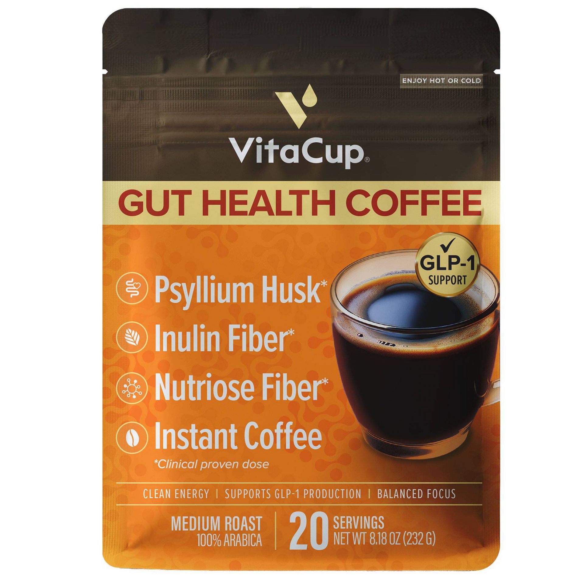 VitaCup Gut Health Medium Roast Instant Coffee - 8.18oz