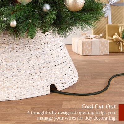 Washed White Woven Hyacinth Christmas Tree Collar