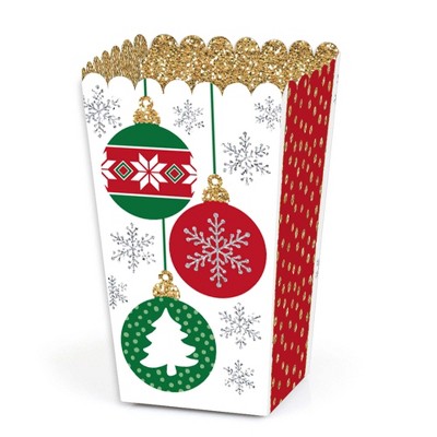 Big Dot of Happiness Ornaments - Holiday and Christmas Party Favor Popcorn Treat Boxes - Set of 12