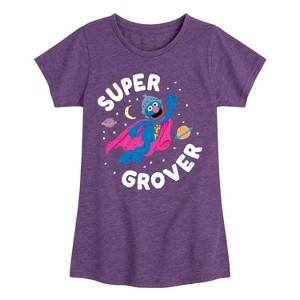 Girls' - Sesame Street - Super Grover Fitted Short Sleeve Graphic T-Shirt - 1 of 4