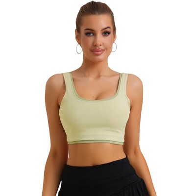 Allegra K Women's Built-in Bra Padded Workout Fixed Integrated Cup Camisoles