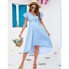 Coolmee Women's Maternity V Neck Ruffle Short Sleeve Wrap Dress Casual Flowy Nursing Breastfeeding Midi Dress with Belted - 3 of 4