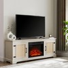 Farmhouse TV Stand Console with Natural Rattan Door Cabinets and Adjustable Shelves, 23" Electric Fireplace Insert, Fits TVs up to 70" - 4 of 4