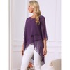 INSPIRE CHIC Women's High Low Hem Scoop Neck Asymmetrical 3/4 Sleeve Summer Top - 2 of 4