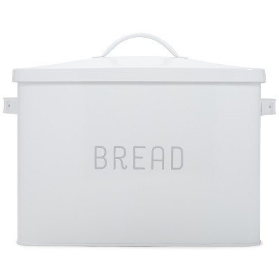Nat & Jules Extra Large White 15 x 10 Metal Farmhouse Bread Box - Holds Two Full Loaves