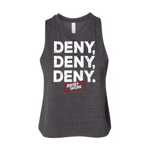 Women's Jersey Shore Deny Deny Deny Graphic Racerback Tank - Heather Charcoal - Small - 1 of 2