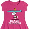 Girls' - Peanuts - Snoopy Woodstock Beach Buddies Surfing Fit & Flair Cap Sleeve Dress - 2 of 4