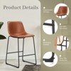 FURNIinspire Counter And Bar Stools Armless Faux Leather Barstools With Metal Legs And Footrest, Dining Chairs For Kitchen, Brown, 18.9"*18.7"*36.2" - 4 of 4