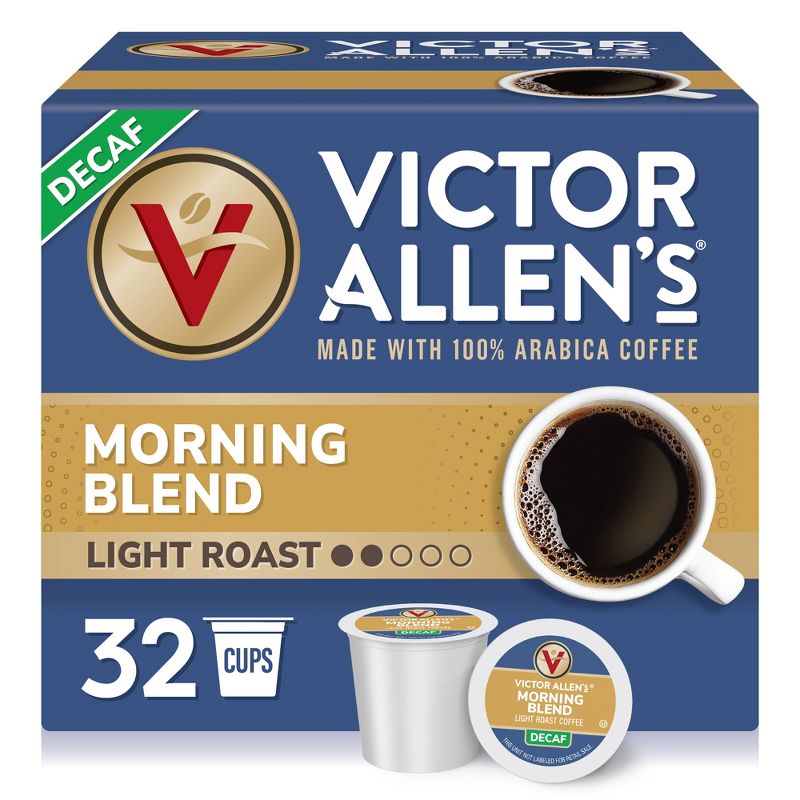 Victor Allen's Coffee Decaf Morning Blend, Light Roast, 32 Count, Single Serve Coffee Pods for Keurig K-Cup Brewers, 1 of 10