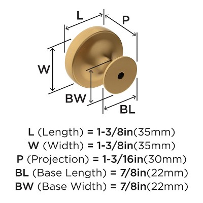 Amerock Champagne Bronze Round Cabinet Knob with Mounting Hardware