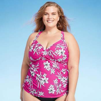 Swimsuits For All Women's Plus Size Long Sleeve Twist Front Tee - 16, Blue  : Target