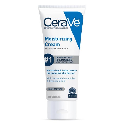 CeraVe Moisturizing Cream, Body and Face Moisturizer for Dry Skin with Hyaluronic Acid and Ceramides - 8 fl oz - image 1 of 4