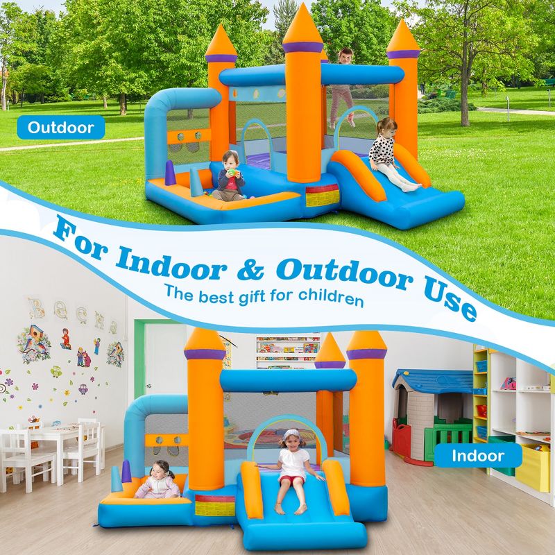 Costway 5-in-1 Inflatable Bounce Castle Kids Jumping Bouncer with Ocean Balls & 735W Blower, 4 of 11