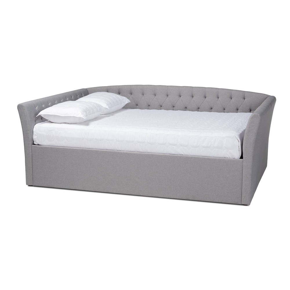 Photos - Bed Frame Full Delora Upholstered Daybed Light Gray - Baxton Studio