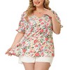 Women's Plus Size Floral V Neck Ruffle Short Sleeve Casual Blouses - Agnes Orinda - 2 of 4