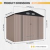 Aoxun 7 x 5FT Shed with Floor Garden Metal Shed with Lockable Door Outdoor Large Shed for Tool, Garbage Can, Bike, Mower, Brown - 2 of 4