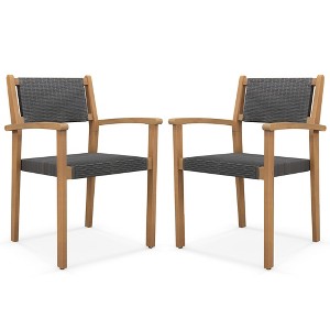 Tangkula Stackable Dining Chair Set of 2 w/ Breathable Backrest Adjustable Foot Pads - 1 of 4