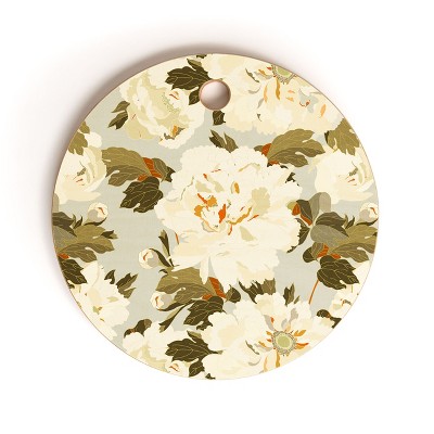 Iveta Abolina Peonies Light Sage Cutting Board - Round