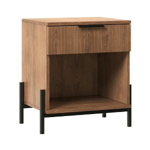 NicBex Nightstand with Fluted-Drawer and Metal Handle Modern Bedside Table with Large Open Storage Space for Bedroom,Living Room - 1 of 4