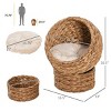 LAOTIES 27'' Rattan Wicker Elevated Cat House,Modern Indoor Pet Bed with Rotating Basket,Scratch Surface and Soft Cushion - 3 of 4