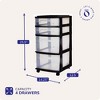 Homz Clear Plastic 4 Drawer Medium Home Organization Storage Container Tower w/2 Large and 2 Small Drawers, and Removeable Caster Wheels - 4 of 4