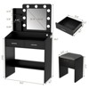 Whizmax Vanity Desk with Mirror and Lights, Makeup Vanity Desk with Cushioned Stool, Dressing Table with 2 Drawers for Bedroom - 2 of 2
