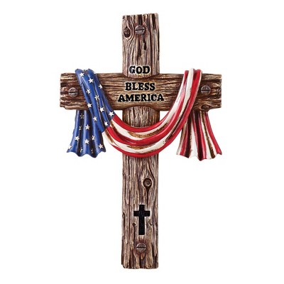 Collections Etc God Bless America Hand-Painted Cross