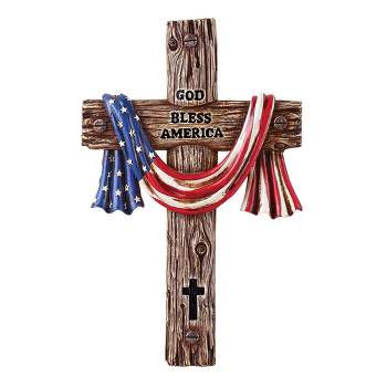 Collections Etc God Bless America Hand-Painted Cross