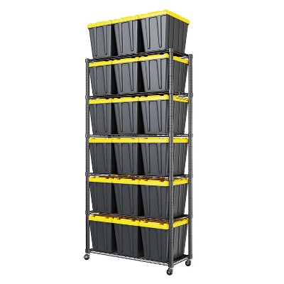 Hooure 4-Tier 88 qt. Collapsible Storage Bins Stackable Plastic Organizers