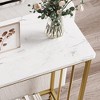 Console Table, Behind Couch Table, Industrial Hallway Table with Glass Shelf and Metal Frame, Narrow Entryway Table - 3 of 4