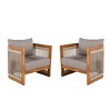 Acacia Wood Outdoor Set of 2 Club Chair with Curved Tub Design,Woven Rope Accents and Water-Resistant Cushions for Patio – The Pop Home - 4 of 4