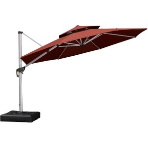 PURPLE LEAF 12 Feet Patio Umbrella Outdoor Round Double-Top Aluminum Umbrella Cantilever Patio Umbrella for Garden Deck Pool Patio - 1 of 4