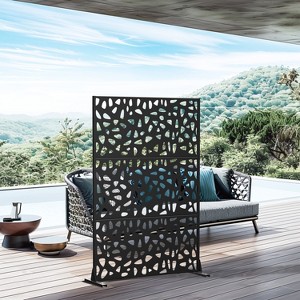 47-inches W x 72-inches H Black Galvanized Sheet Screen Outdoor and lndoor Divider for Balcony Patio Garden Room Divider (Stone) - 1 of 4
