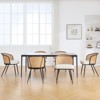 Bekrvio Rattan Dining Chairs - Cane Back & Curved Arm,Boucle Fabric Upholstered, Mid Century Modern Kitchen Chairs for Living Room - 2 of 4