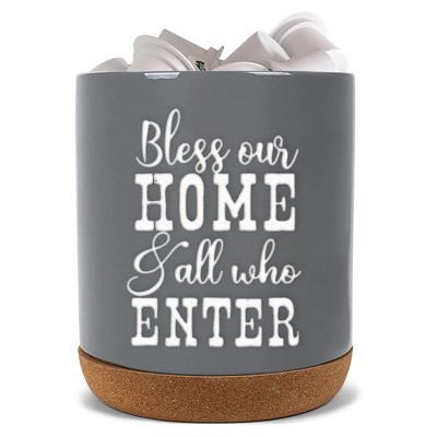 Elanze Designs Bless Home Enter Grey X-Large Cork Bottom, Kitchen Counter, Ceramic Stoneware, Coffee, Tea and Hot Chocolate, Machine Brewing, K