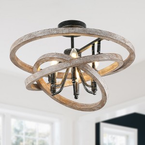 Bella Depot Wood Pendant Light Adjustable Chandelier Flush Mount ceiling Lighting - 1 of 4