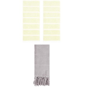 REGALWOVEN 3 Packs Striped and Solid Absorbent Soft Cotton Hand Towel for Bathroom - 1 of 4