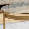 Plumeria Modern Iron with Tempered Glass Coffee Table Brass - Christopher Knight Home: Luxury Form Base, 18" High - 3 of 4