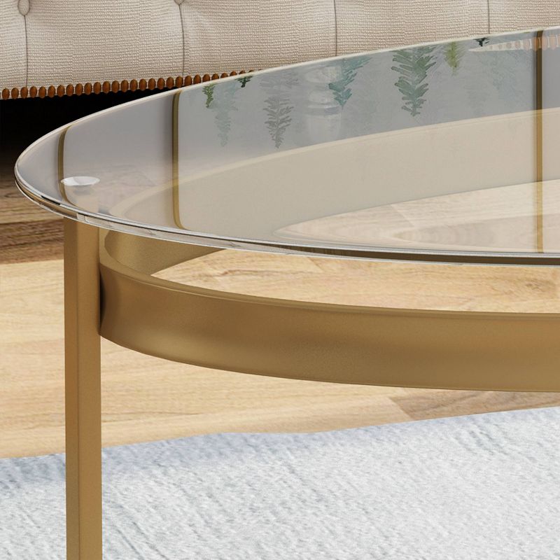 Plumeria Modern Iron with Tempered Glass Coffee Table Brass - Christopher Knight Home, 4 of 6